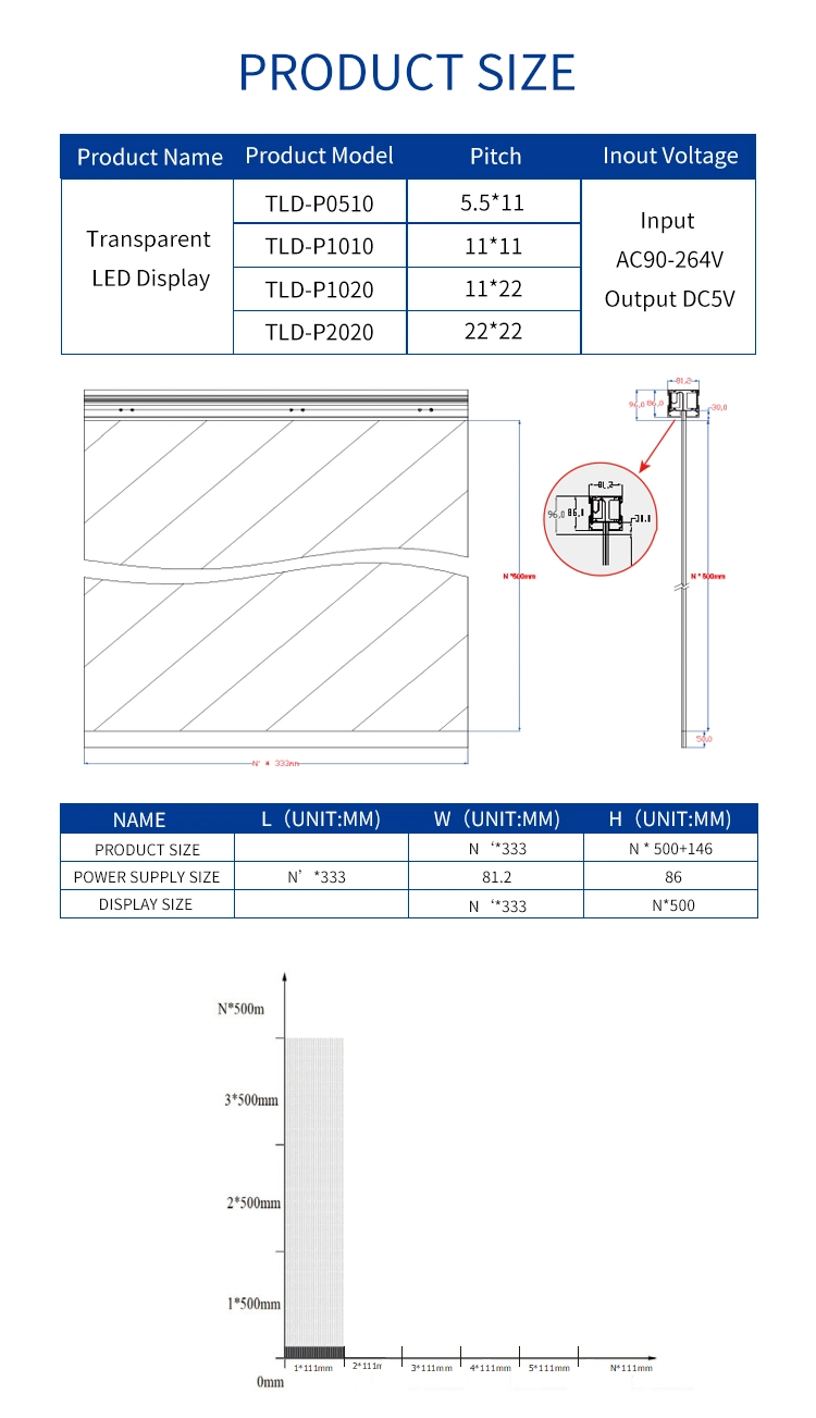 Adhesive Transparent LED Screen Display Panels Glass P5*10 P10*P10 P10*P20 P20*P20